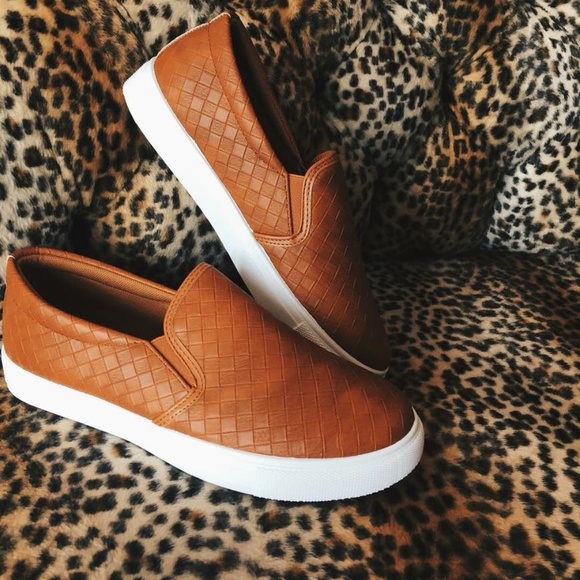 Shoes - COGNAC WEAVED SLIP ONS~